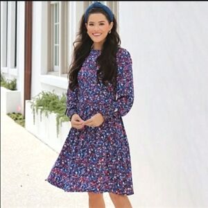 NWT Draper James ditsy floral kitty shift dress blue multi